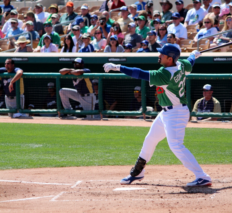 There isn't much depth behind Gonzalez at 1B. (By: Dustin Nosler)